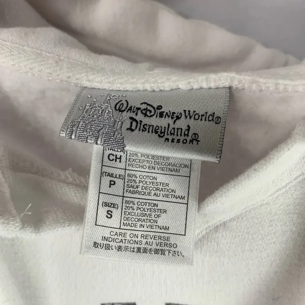 Walt Disney World Property of 1971 Hoodie‎ Long Sleeve V-Neck White Pink Size S